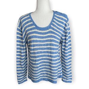 Windi River Womens Pullover Blue White Sweater SZ S